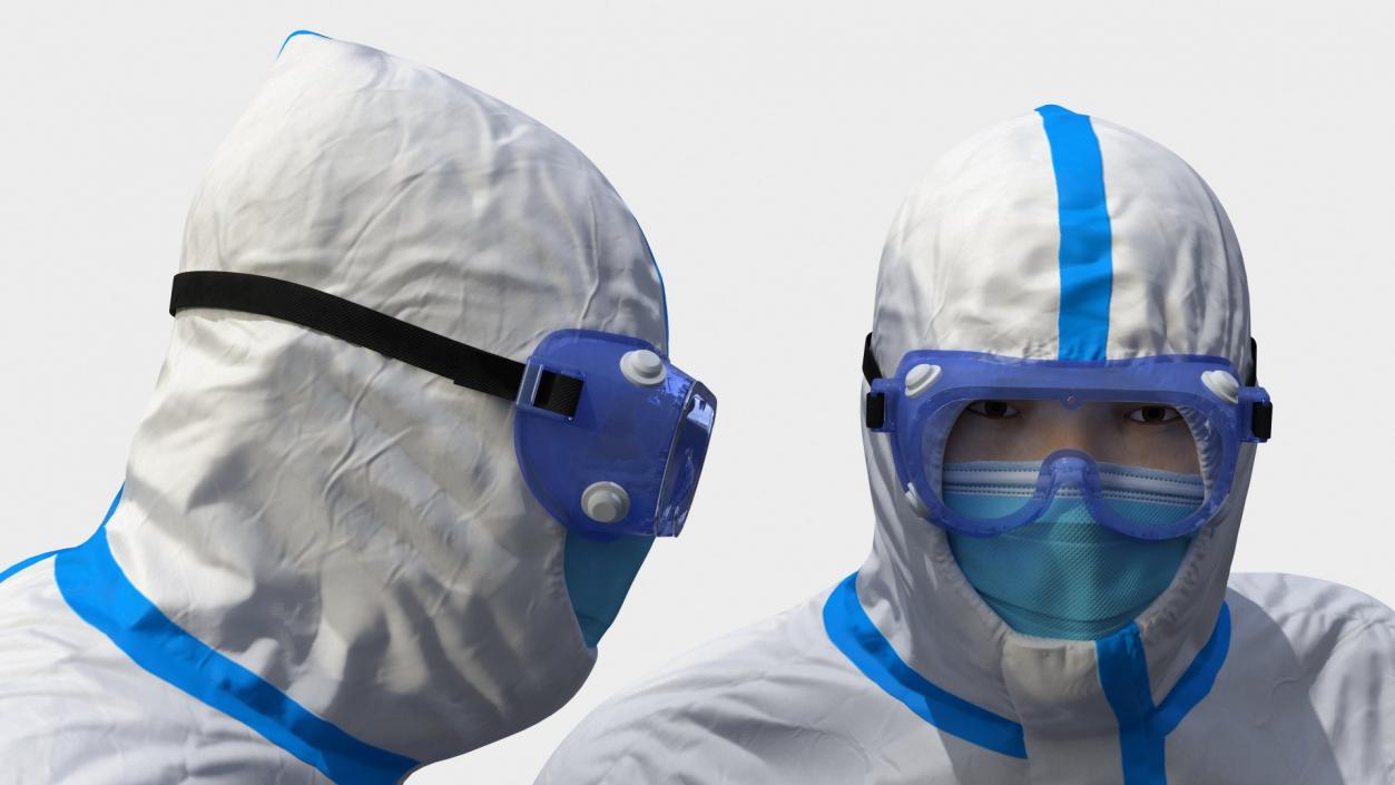 3D Disposable Protective Suit with Sole Cleaner Rigged