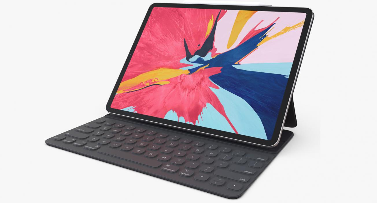3D Apple iPad Pro 2019 with Smart Keyboard Rigged