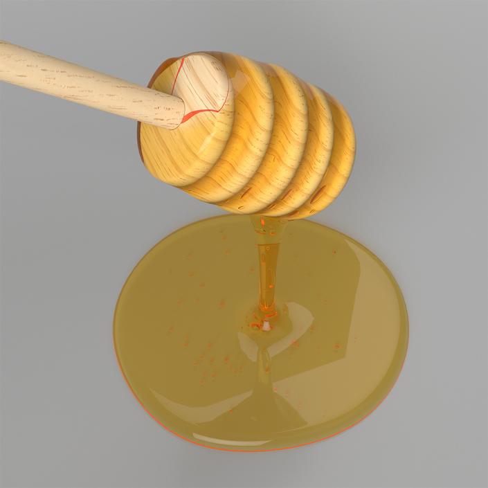 3D Honey Dripping from Wooden Honey Drizzler