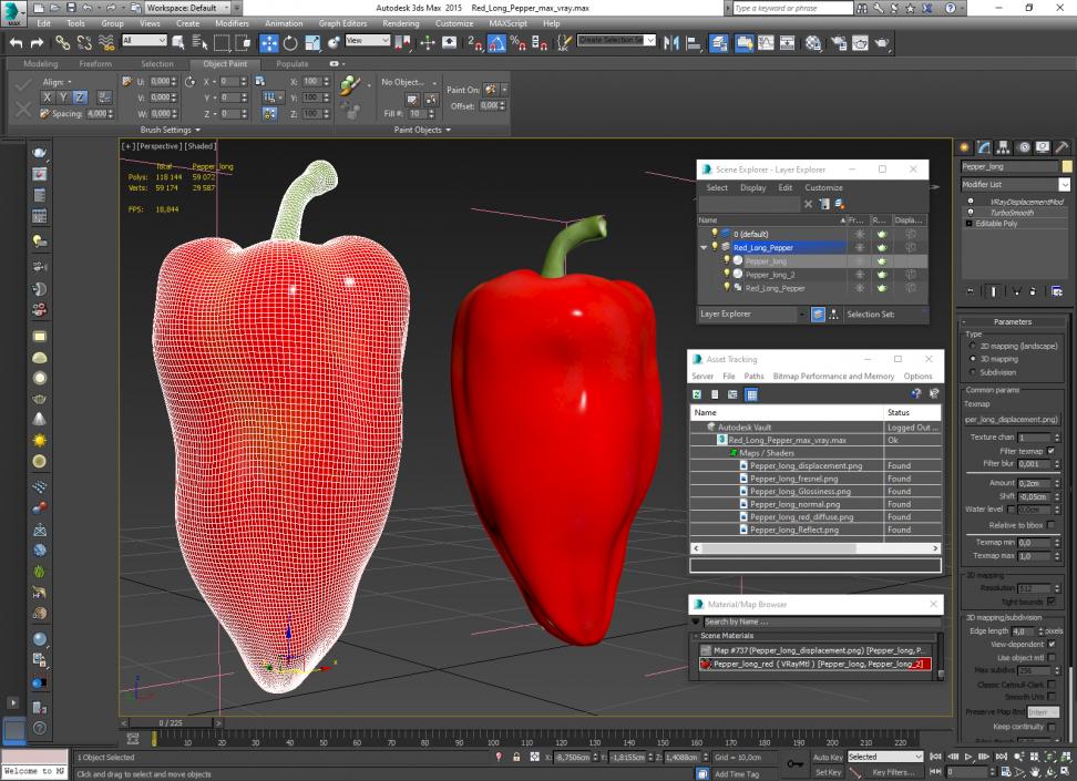 3D model Red Long Pepper