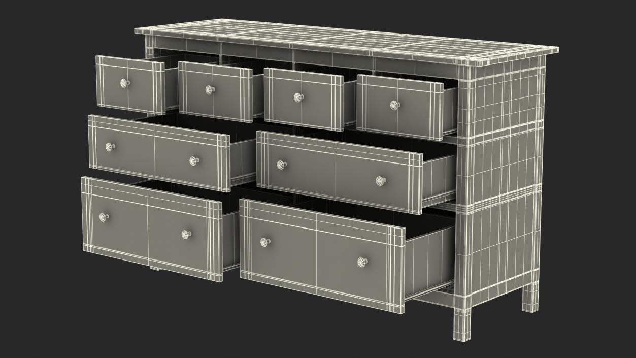3D Hemnes Ikea 8 Drawer Dresser Dark Gray model