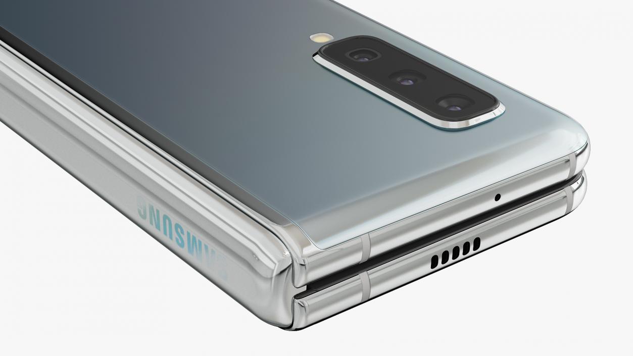 3D Samsung Galaxy Fold Silver Rigged model
