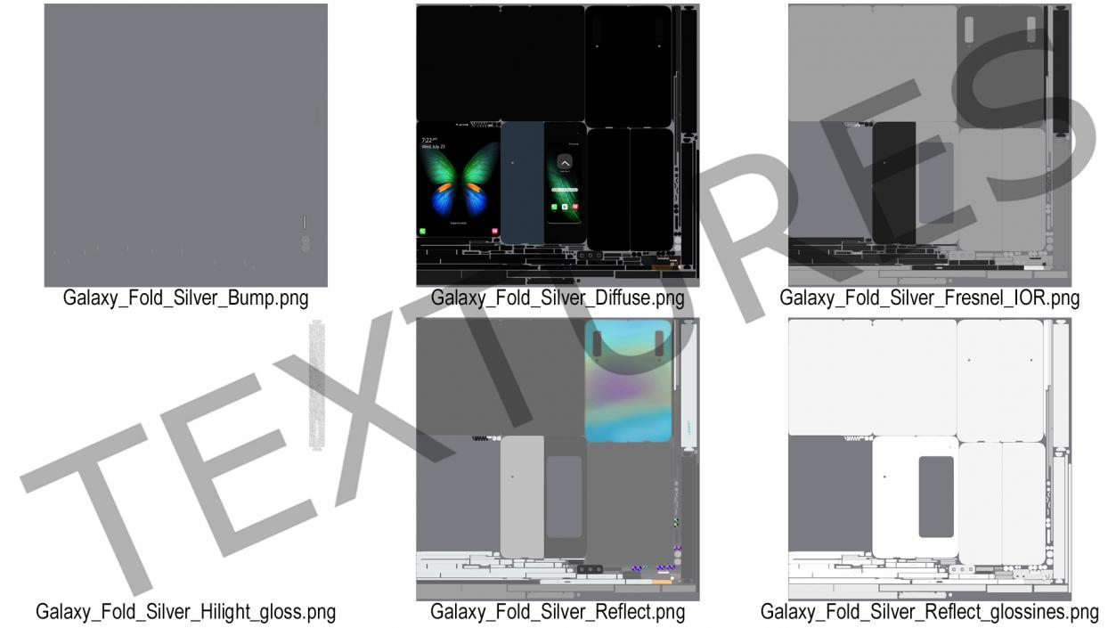 3D Samsung Galaxy Fold Silver Rigged model