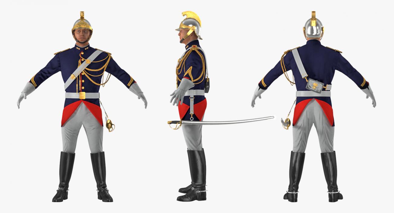 3D French Republican Guard in Traditional Uniform
