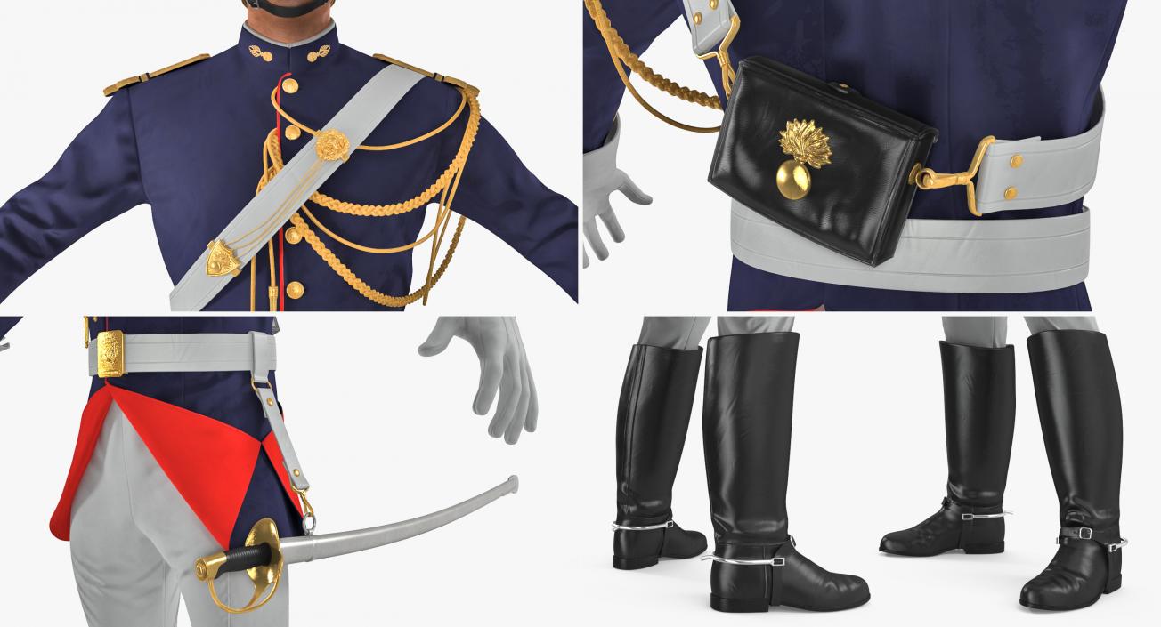 3D French Republican Guard in Traditional Uniform