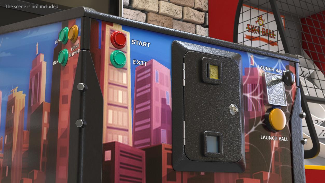 3D Classic Arcade Virtual Pinball Machine model