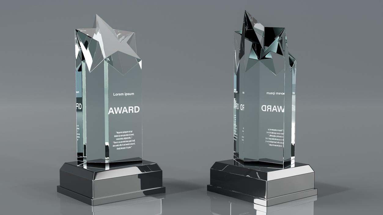 Towering Star Glass Award Trophy 3D