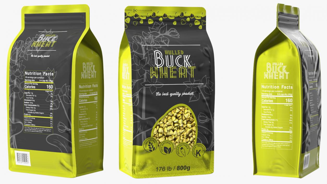 Hulled Buckwheat Package 3D model