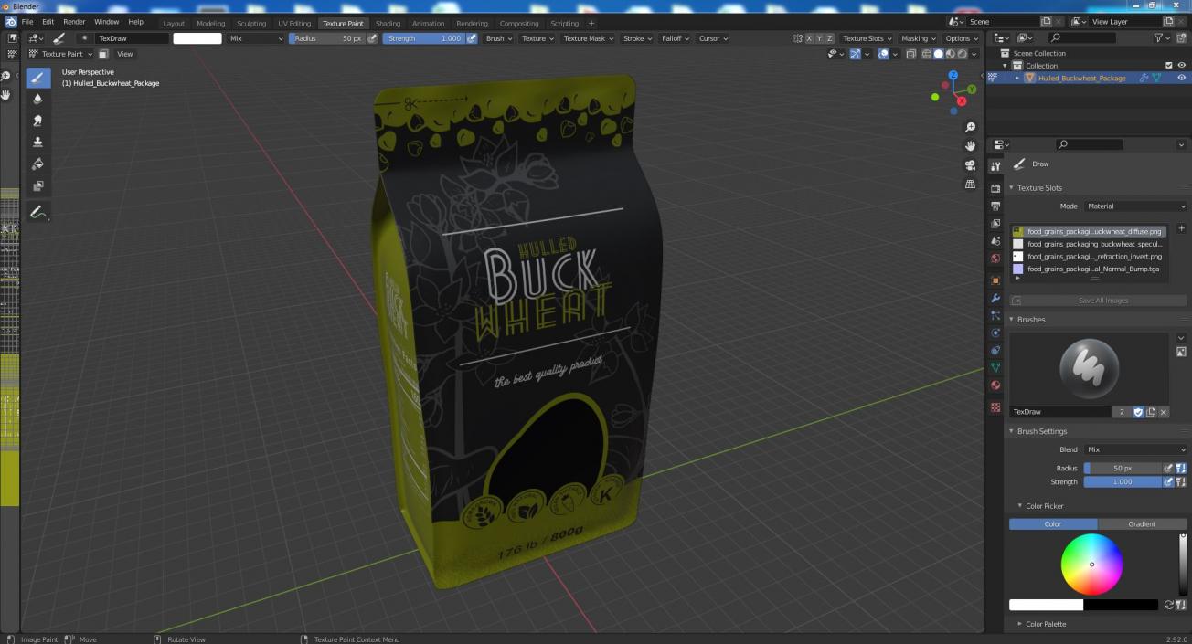 Hulled Buckwheat Package 3D model