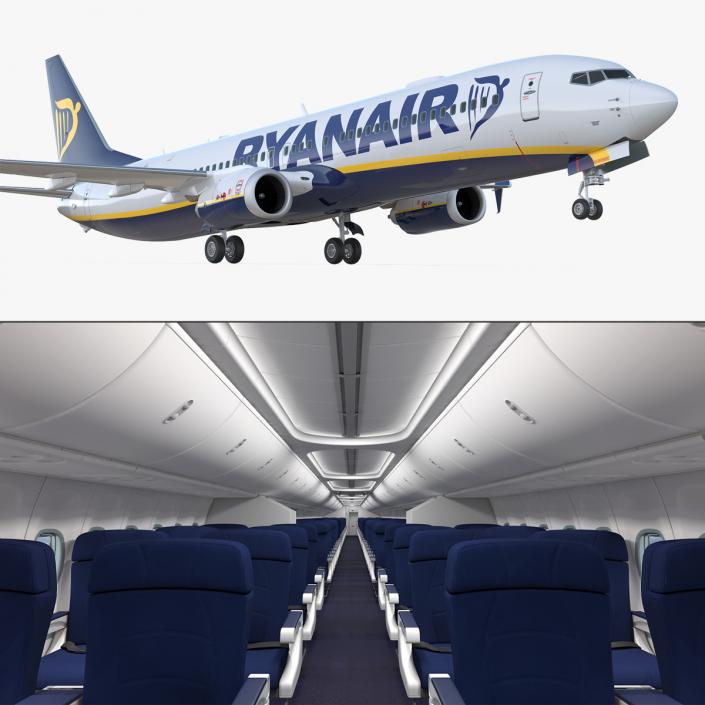 3D Boeing 737-900 with Interior and Cockpit Ryanair model