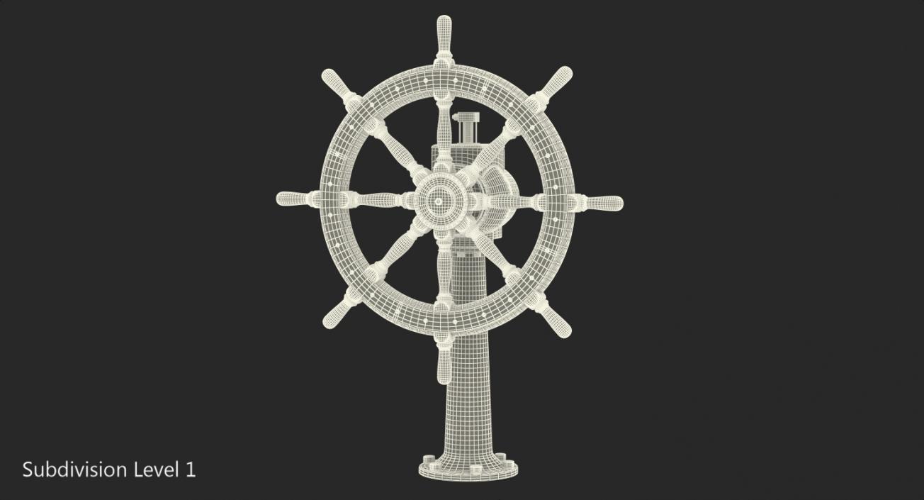 Large Vintage Ship Wheel 3D model