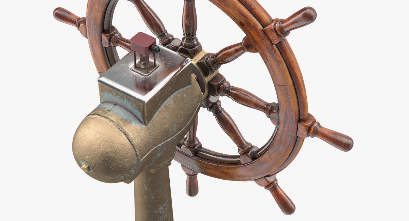 Large Vintage Ship Wheel 3D model
