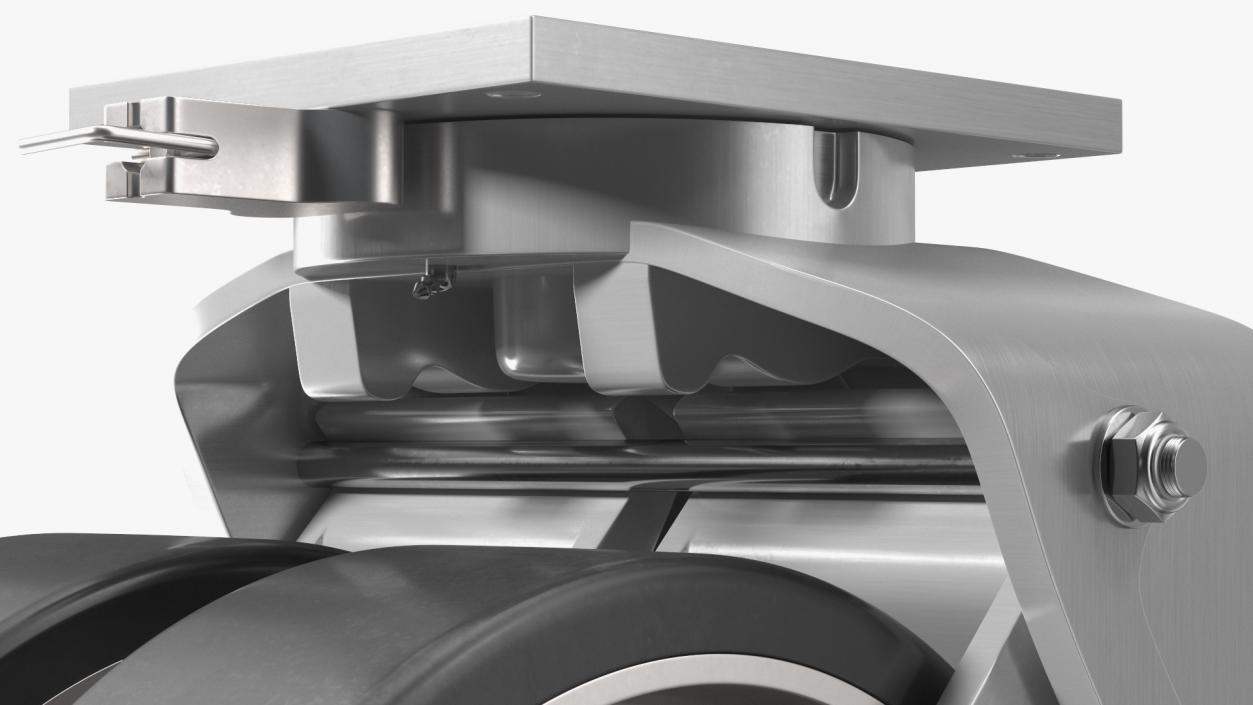 3D model Twin Wheel Swivel Caster with Brake