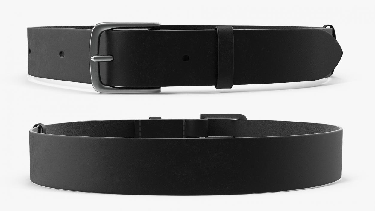 3D model Mens Leather Belt with Buckle Black