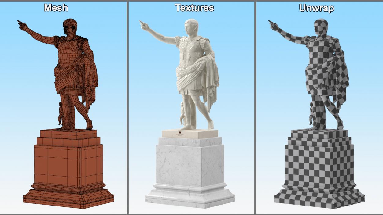 Caesar Augustus of Prima Porta Replica Statue Marble 3D