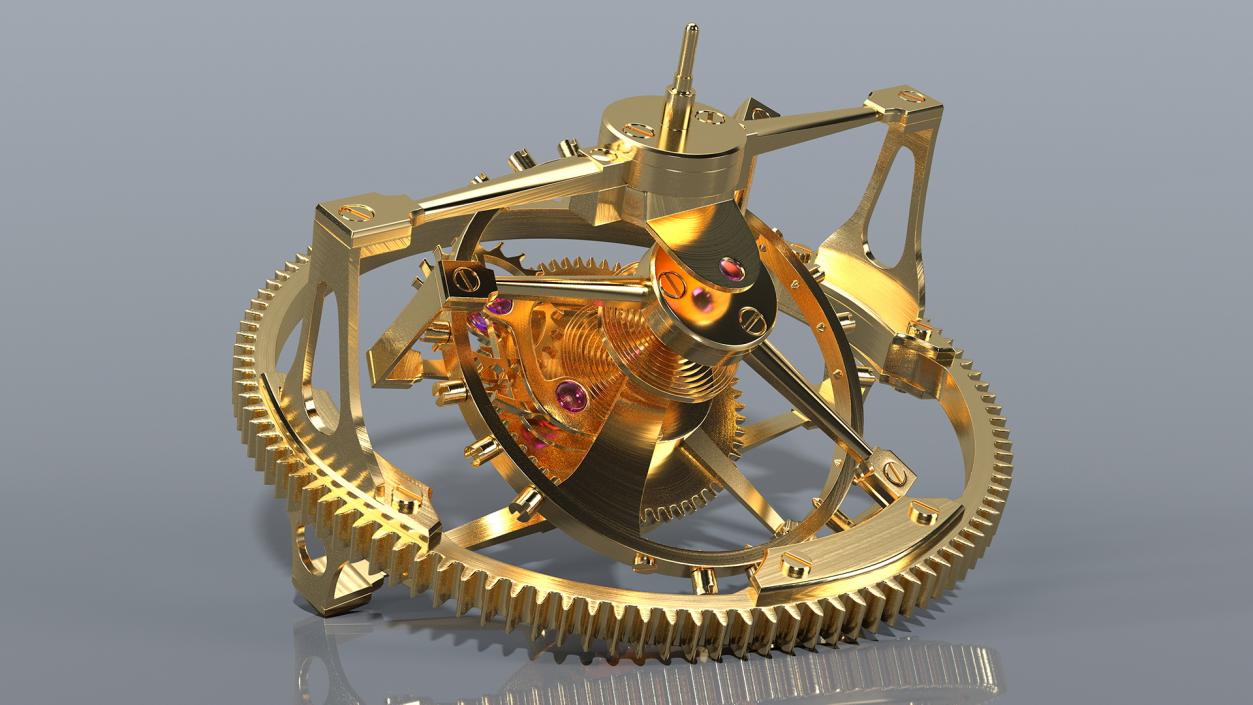 Golden Tourbillon Mechanism 3D