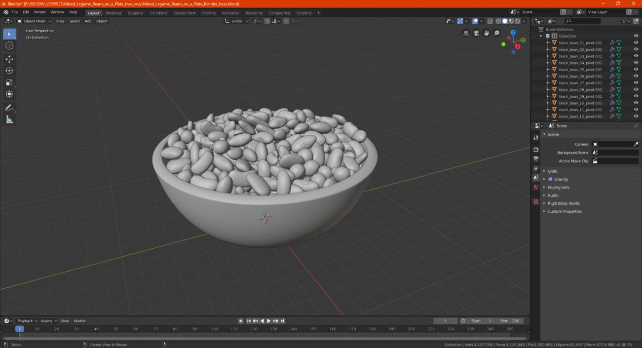 Mixed Legume Beans on a Plate 3D model