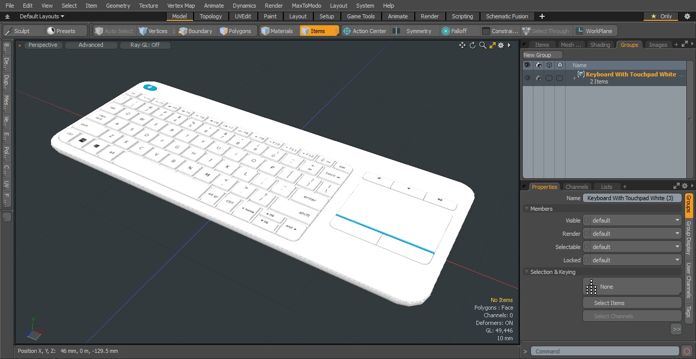 3D Keyboard With Touchpad White model