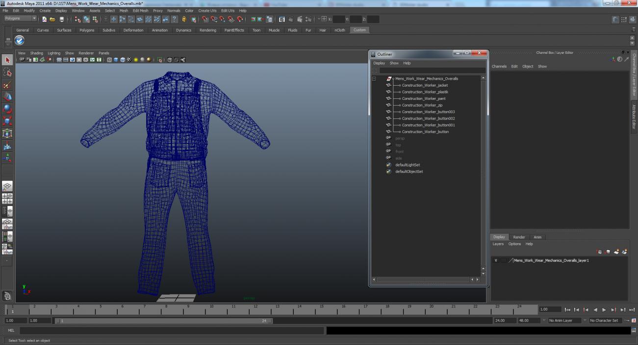3D Mens Work Wear Mechanics Overalls model