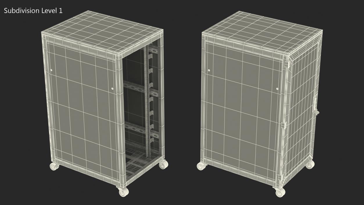 3D Floor Standing Rack Cabinet 27U Black Empty model