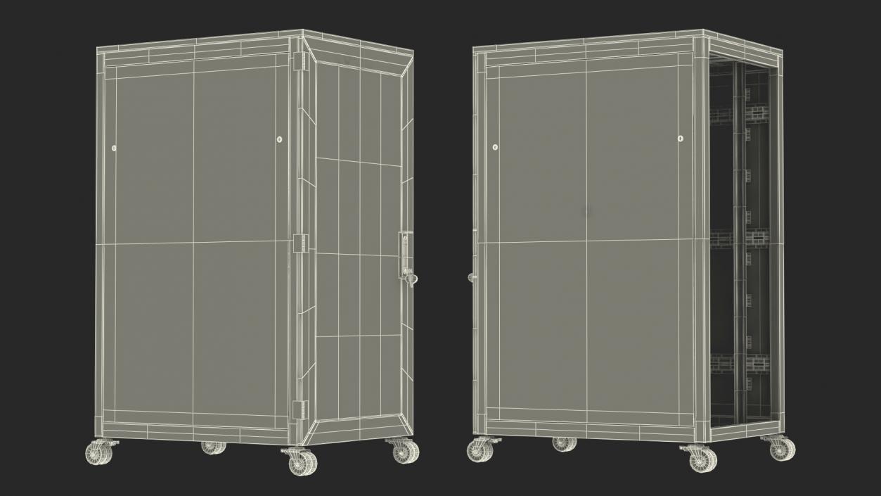 3D Floor Standing Rack Cabinet 27U Black Empty model