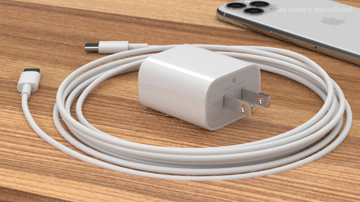 3D model Apple 20W Type C Fast Charger with Cable