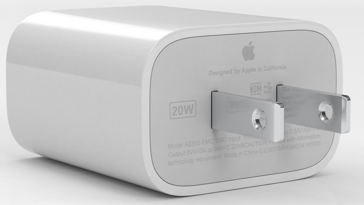 3D model Apple 20W Type C Fast Charger with Cable