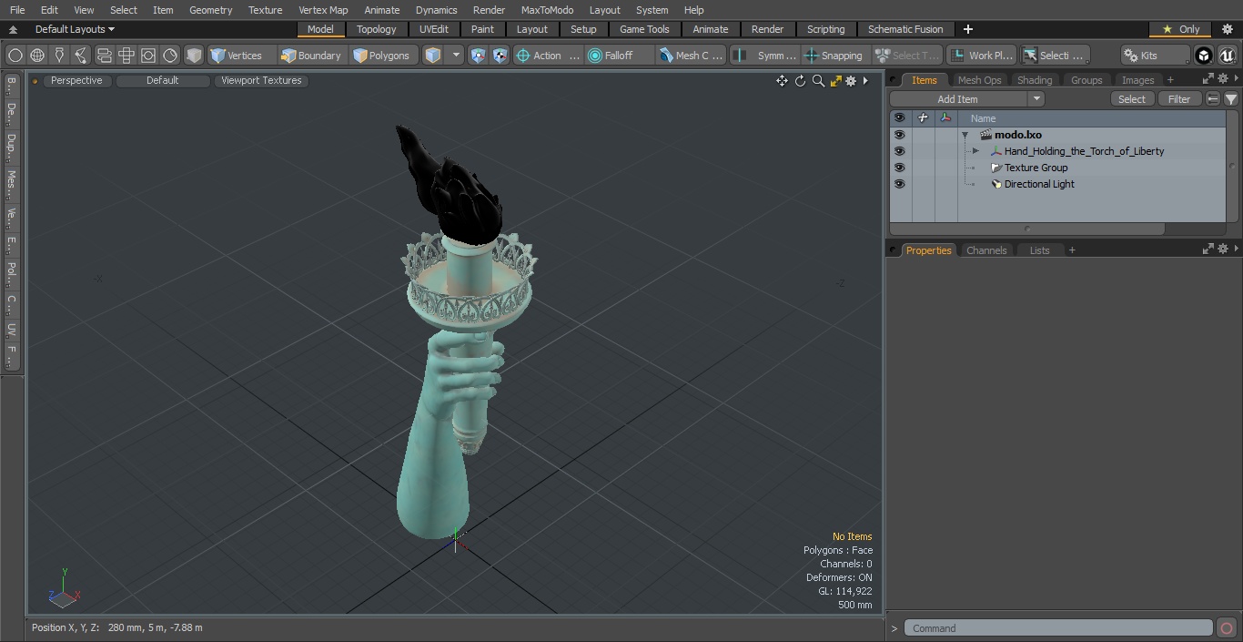 3D Hand Holding the Torch of Liberty model