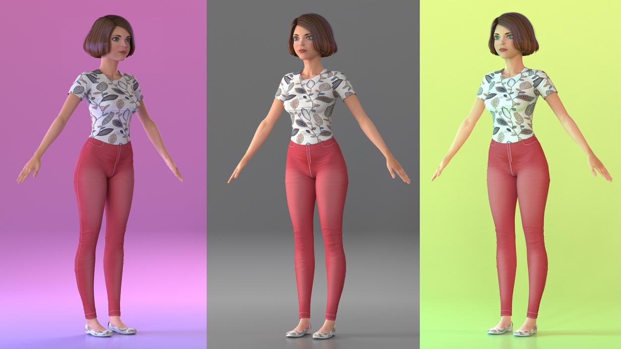3D Casual Women Summer Suit Rigged