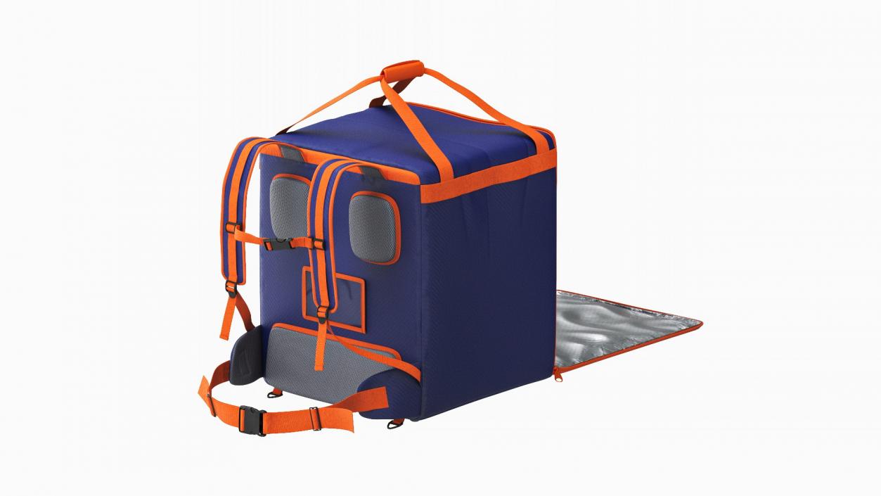 Food Delivery Bag Open Orange Blue 3D model