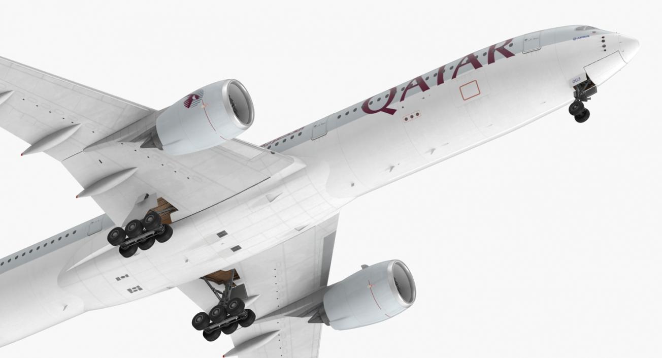 Airbus A350-1000 Qatar Rigged 3D model