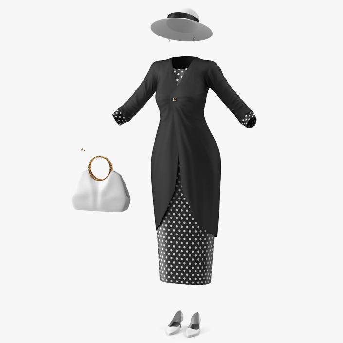 3D model Casual Party Dress with Dot Pattern