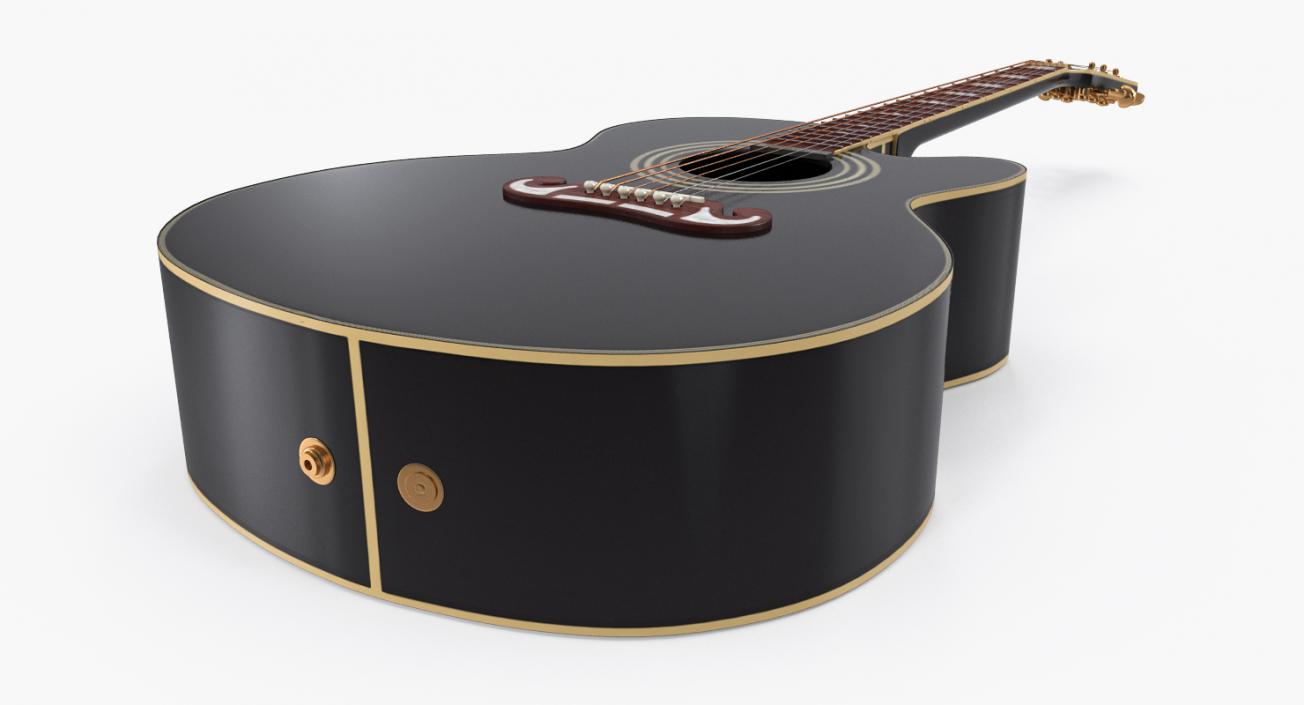 Electro Acoustic Guitar Black 3D model
