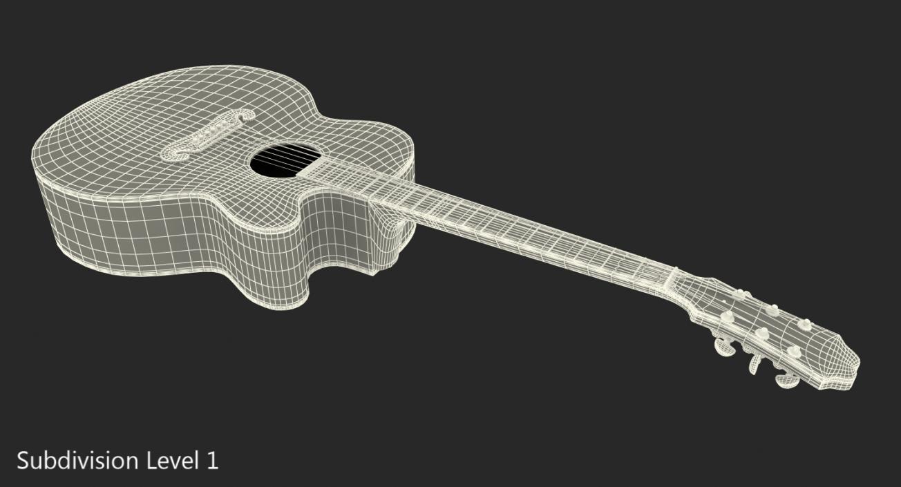 Electro Acoustic Guitar Black 3D model