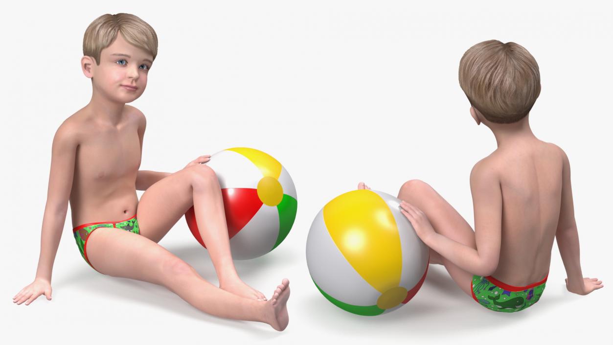 3D Child Boy Beach Style Rigged model