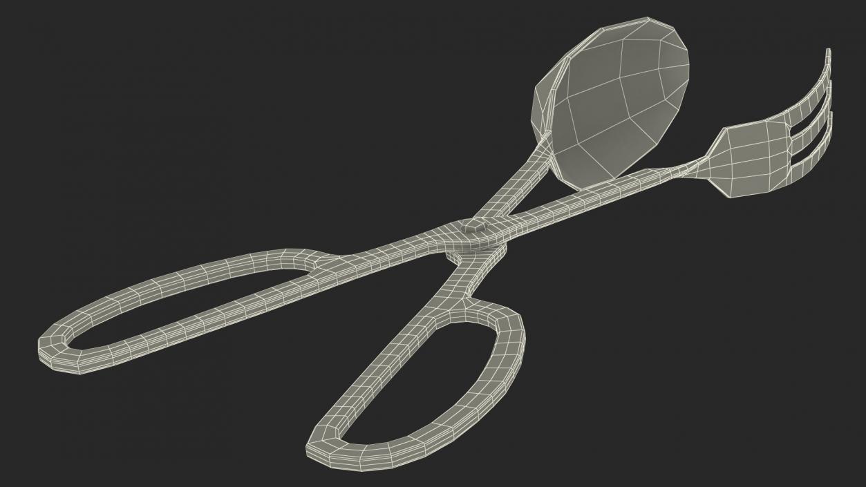3D model Salad Serving Fork and Spoon Silver