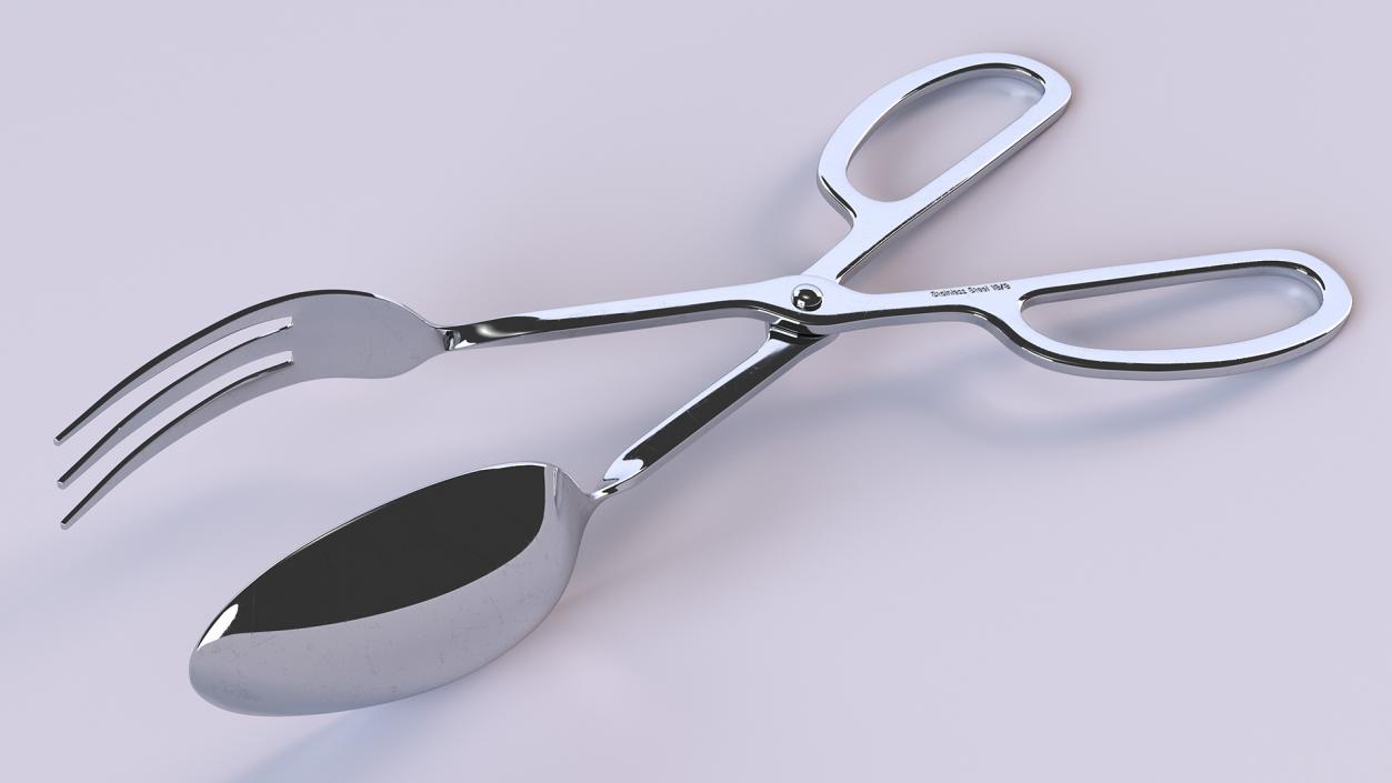 3D model Salad Serving Fork and Spoon Silver