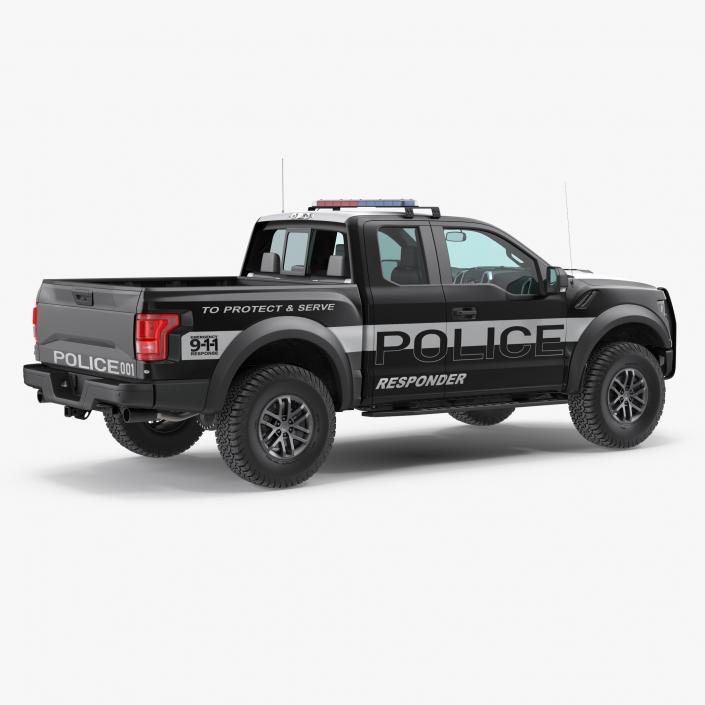 3D model Police Pickup Truck Modern Generic Simple Interior