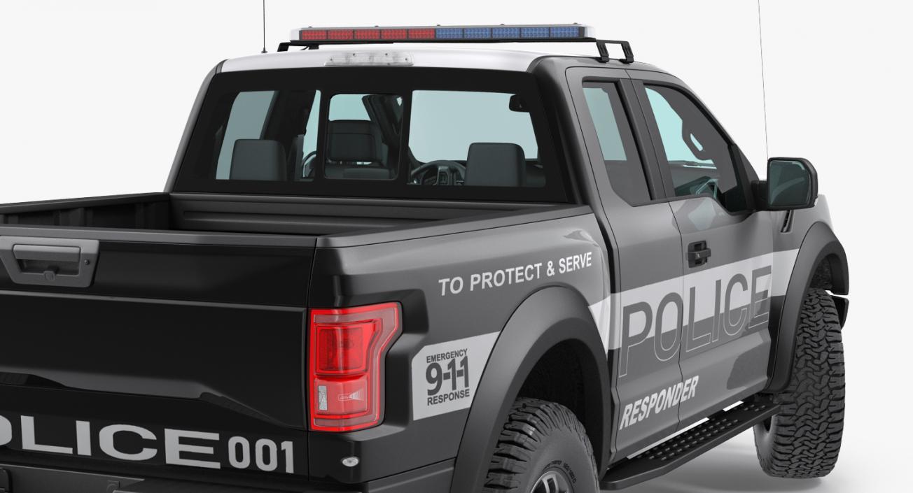 3D model Police Pickup Truck Modern Generic Simple Interior
