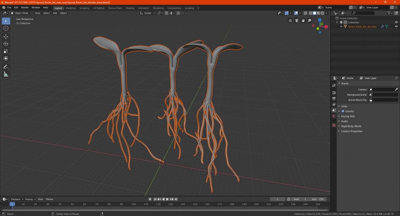 3D Sprout Roots Set
