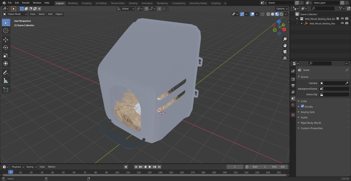 3D model Wall Mount Nesting Nest Box with Chicken Eggs