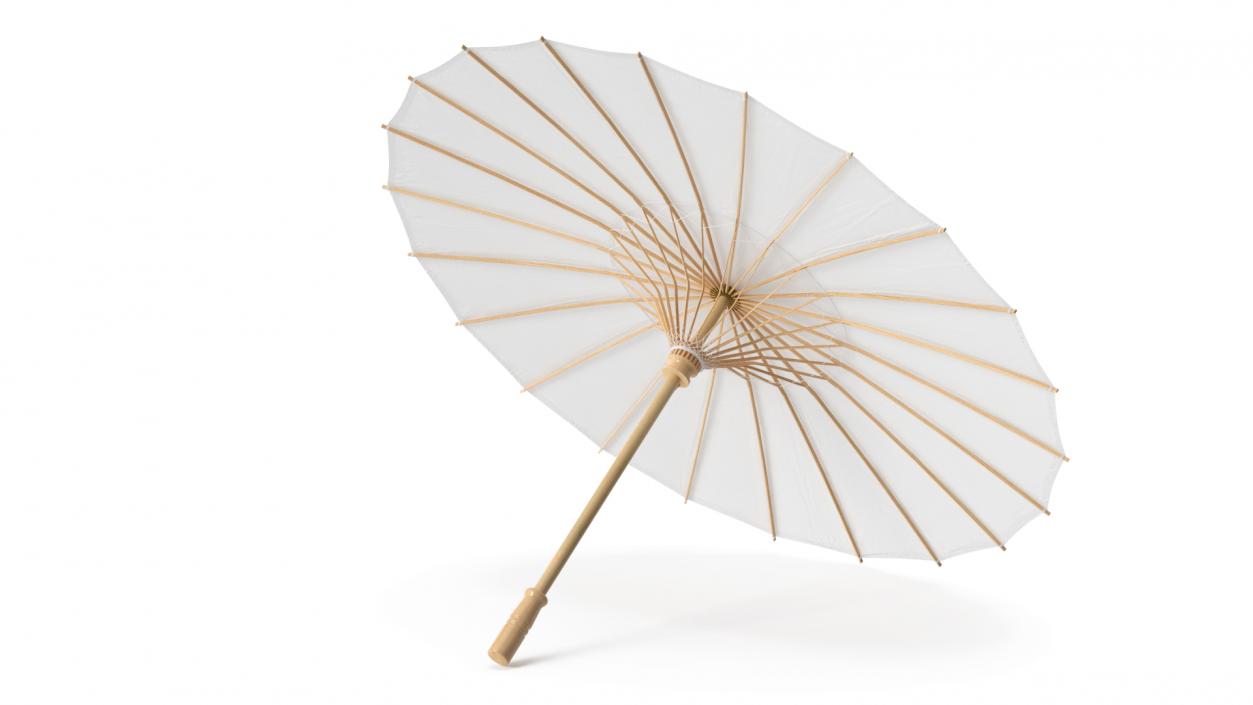 3D Chinese Parasol Open White