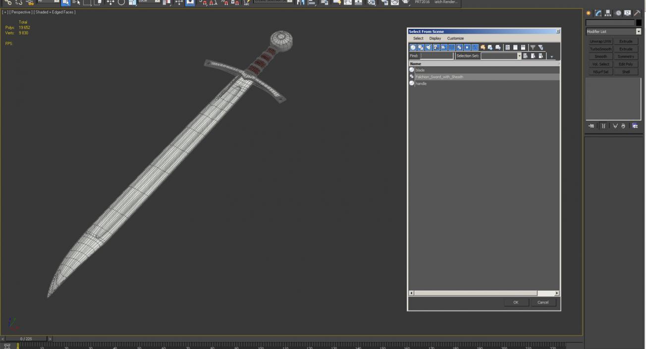 3D European Falchion Sword model