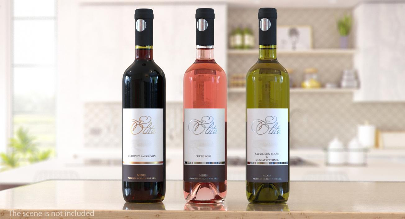 3D Three Wine Bottles model