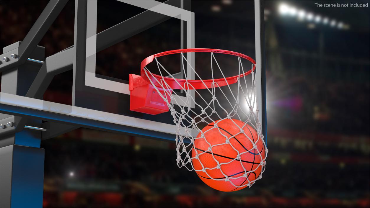 3D Animated Basketball Falls Through the Net