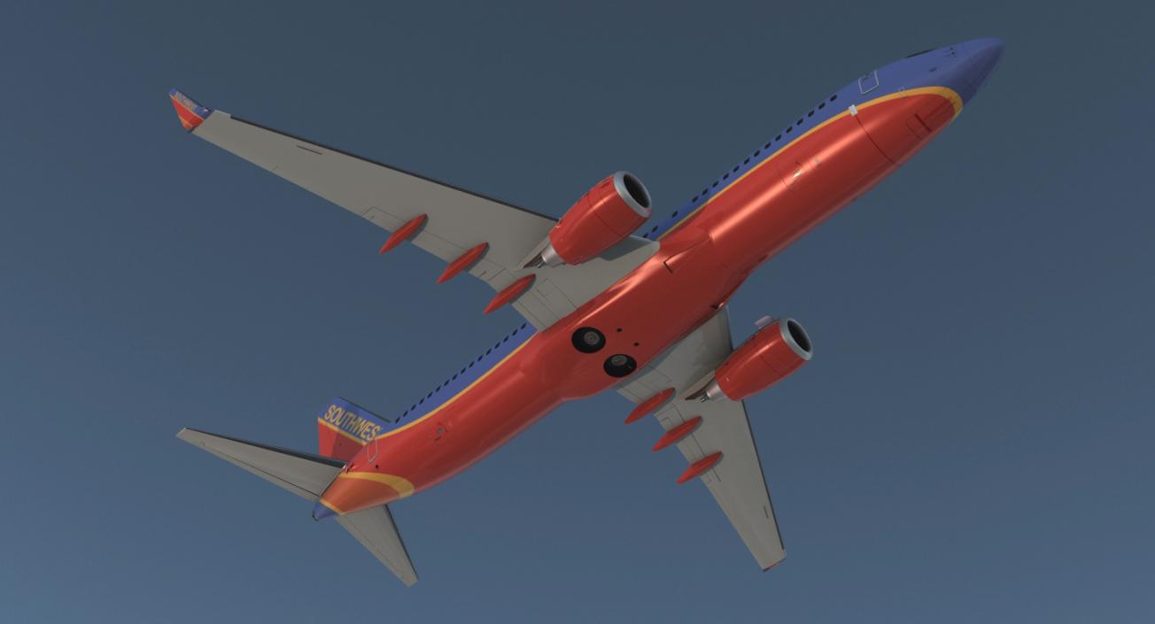 Boeing 737-800 with Interior Southwest Airlines Rigged 3D model
