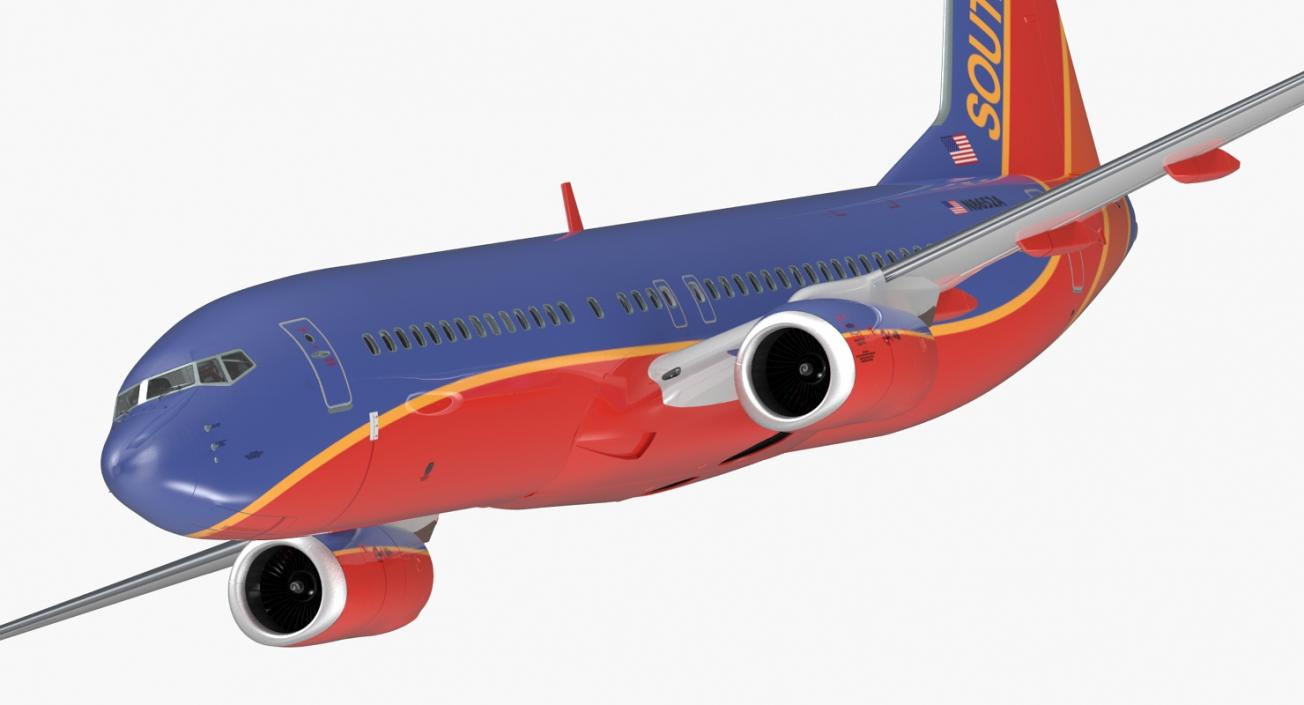 Boeing 737-800 with Interior Southwest Airlines Rigged 3D model