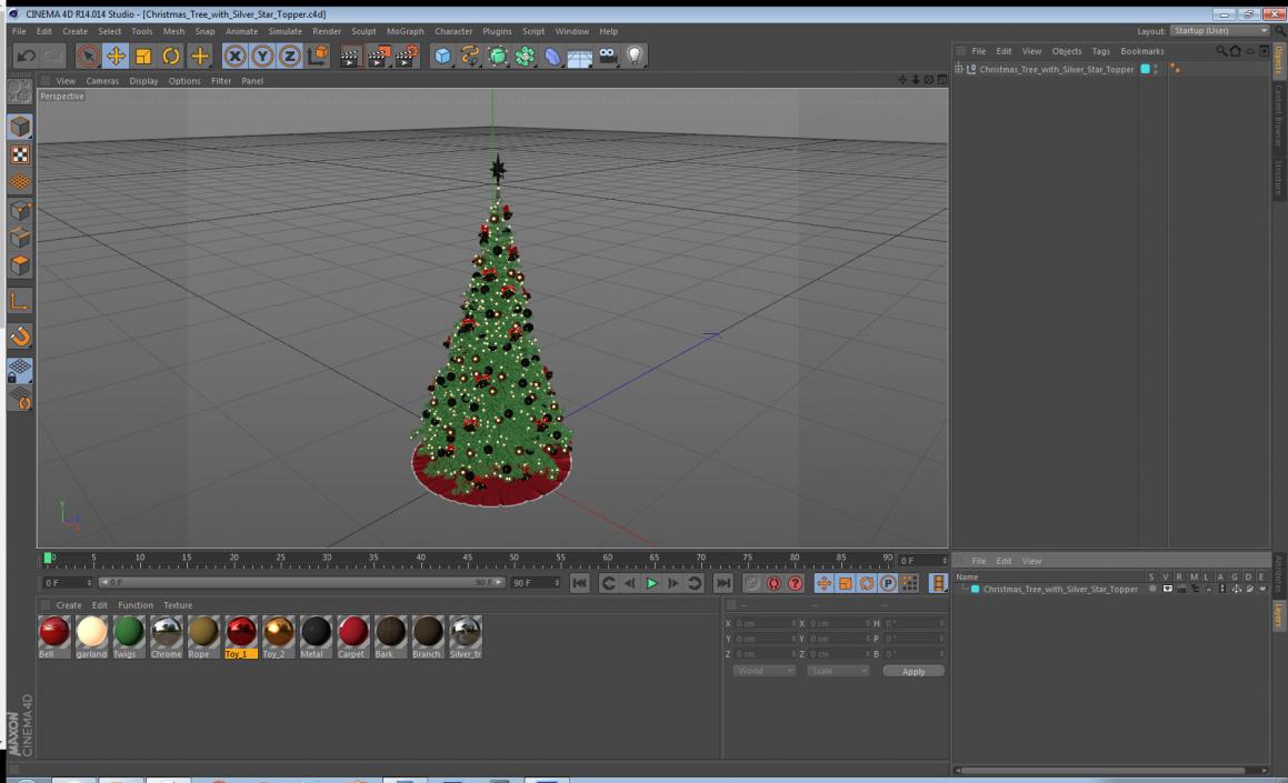3D Christmas Tree with Silver Star Topper model