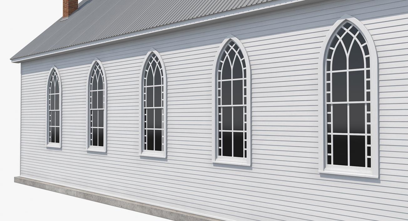3D model Small White Wooden Church