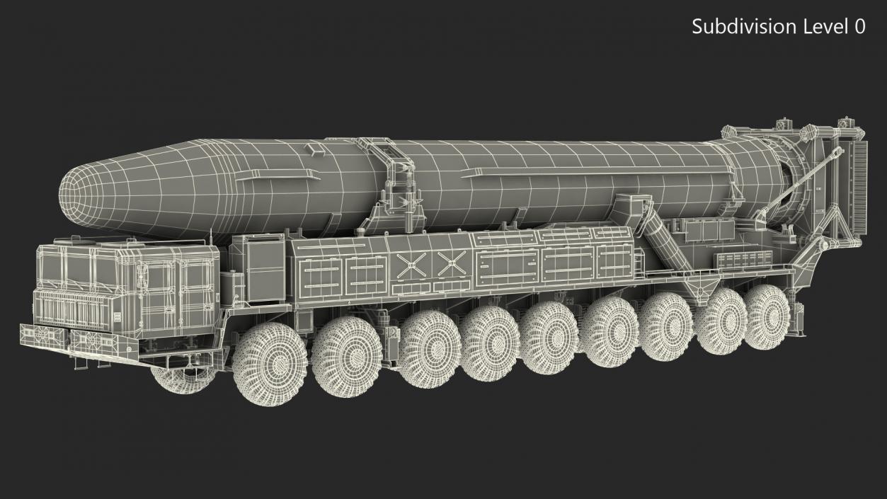 Hwasong-15 Transporter Erector Vehicle with Intercontinental Ballistic Missile Dirty 3D model
